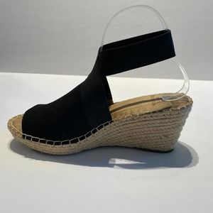 White Mountain Women's Gabbie Wedge Sandal Size 8M Black Open Back Open Toe